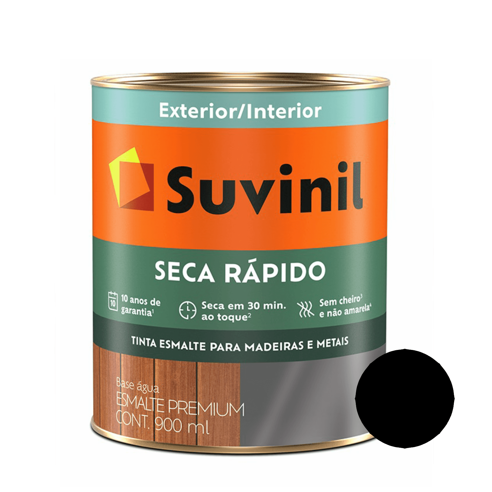 Esmalte Brilhante Preto Base Agua Seca Rápido Suvinil