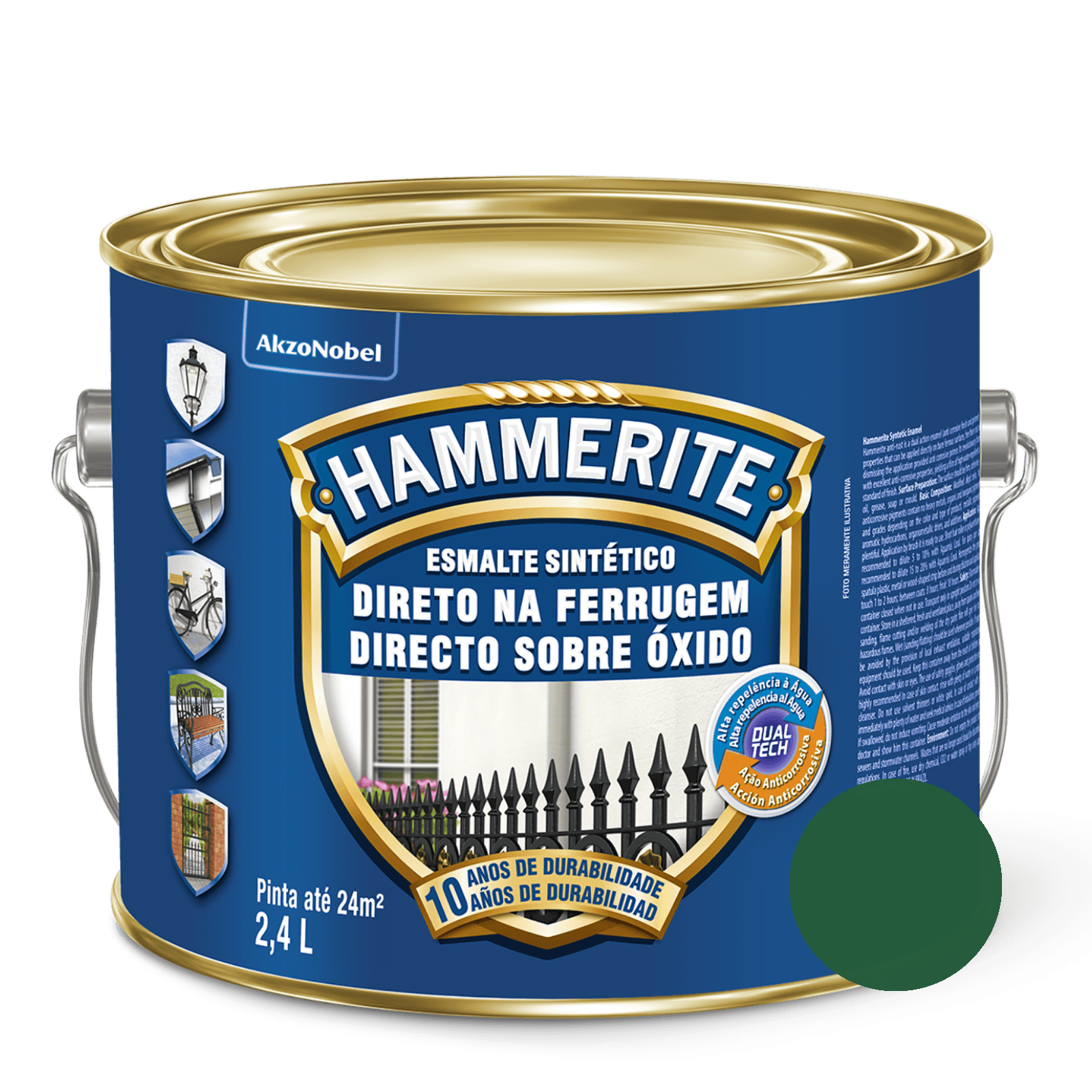 Esmalte Sintético Antiferrugem Hammerite Verde Colonial Brilhante - CORAL
