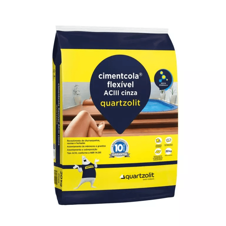 Argamassa Cimentcola Flexível Cinza 2OKg ACIII - Quartzolit