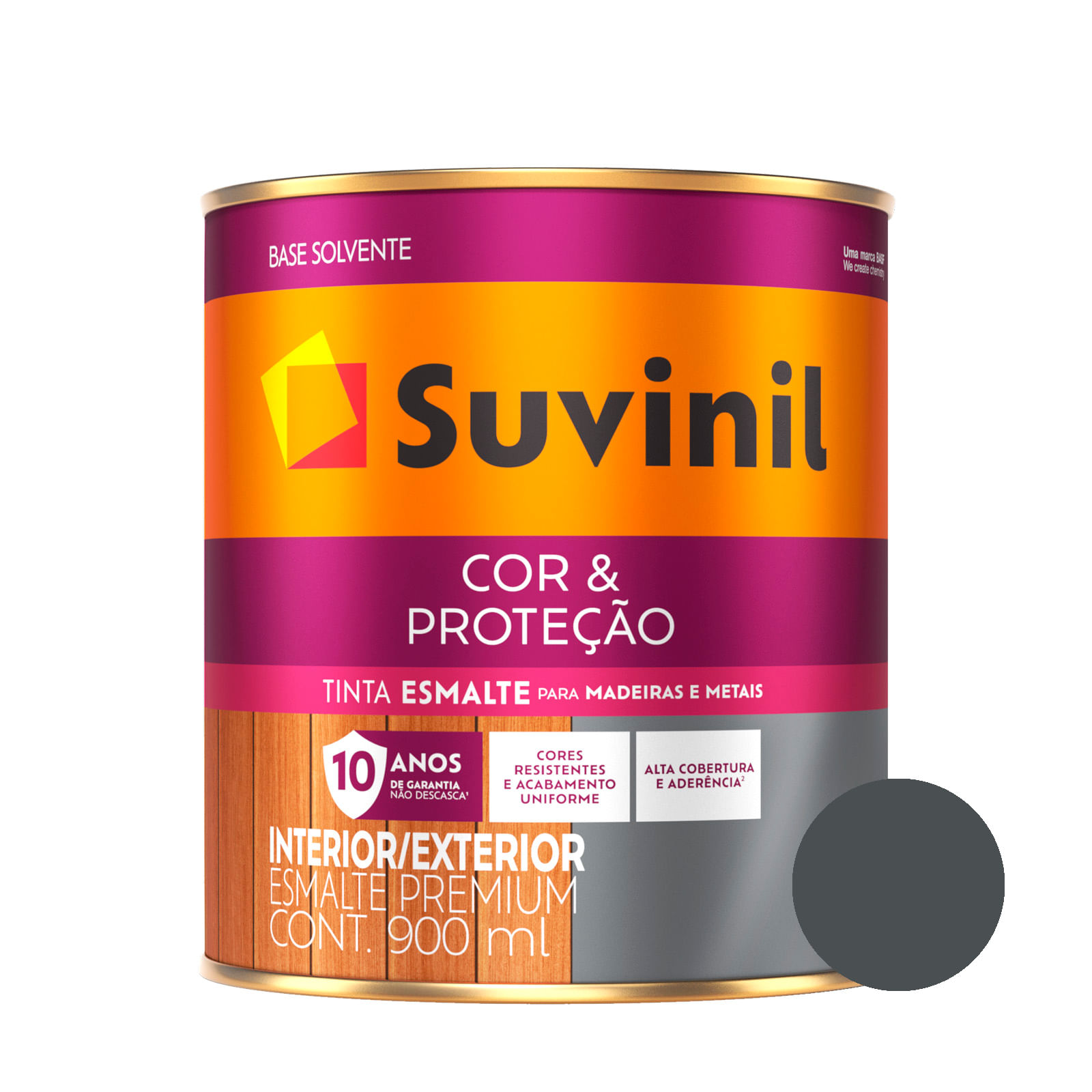 Esmalte Brilhante Cinza Escuro Cor e Proteção Suvinil