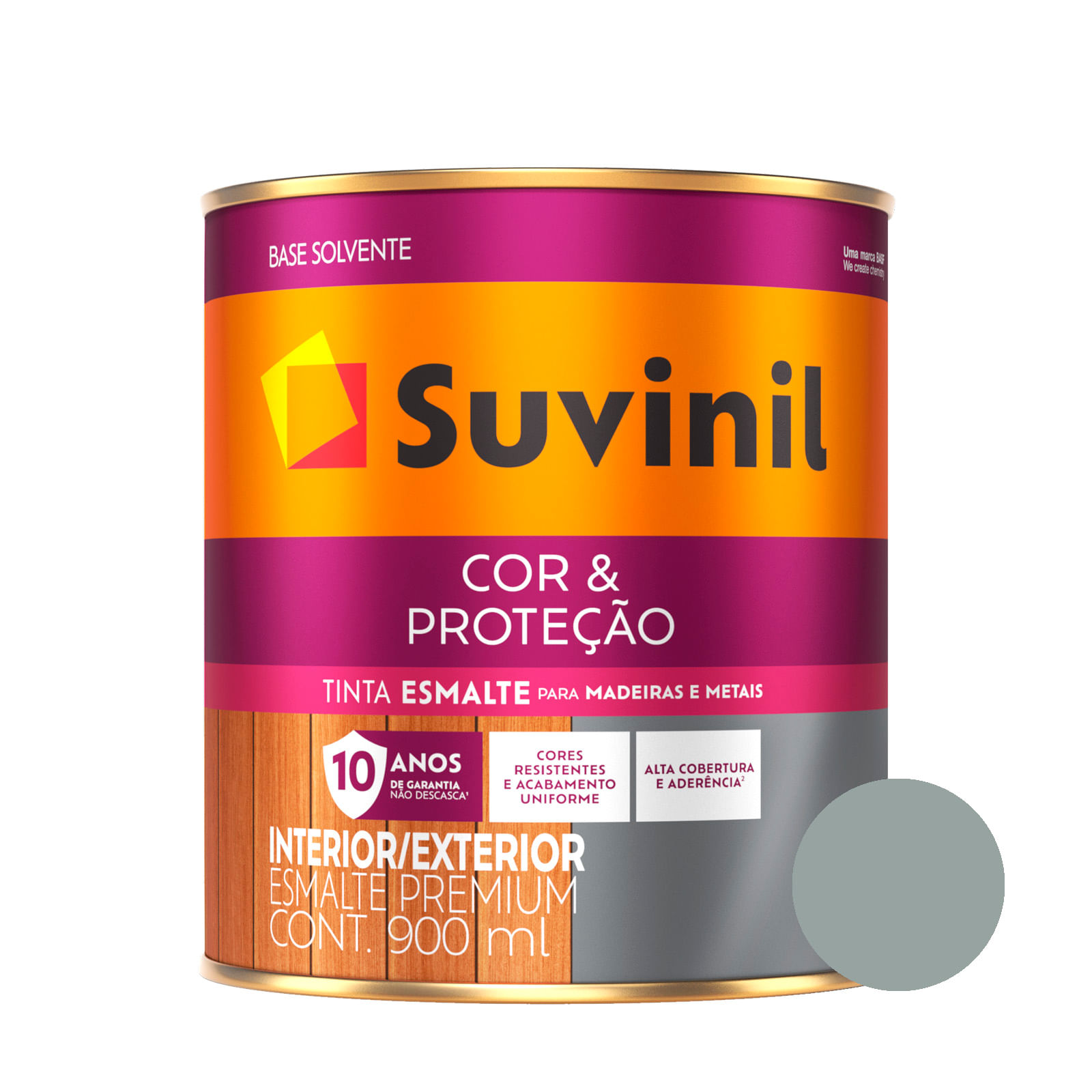 Esmalte Brilhante Cinza Medio Cor e Proteção Suvinil