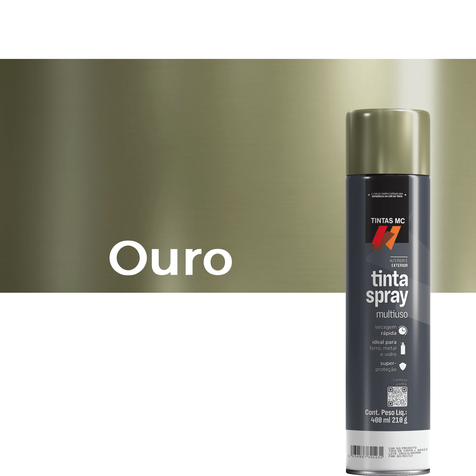 Spray Ouro 400Ml Metalizado Tintas MC