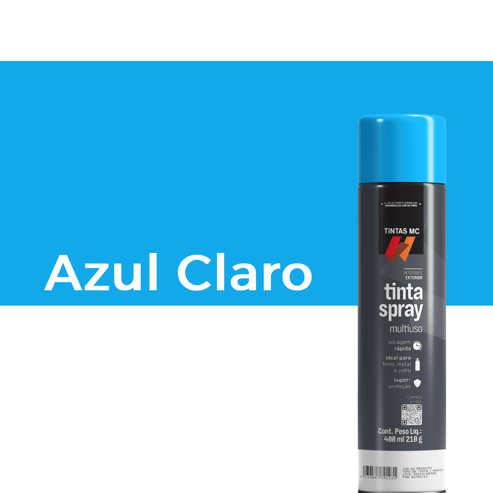 Spray Azul Claro 400Ml Uso Geral Tintas MC