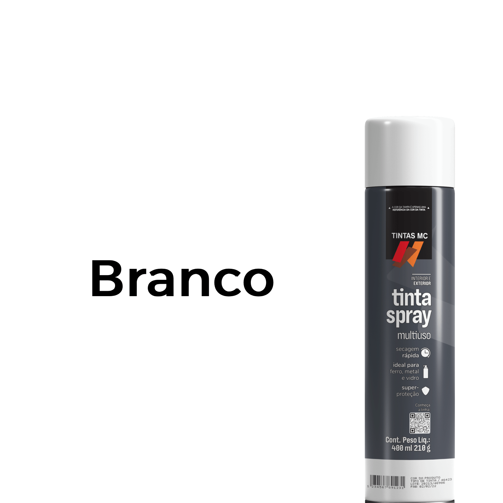 Spray Branco Brilhante 400Ml Uso Geral Tintas MC
