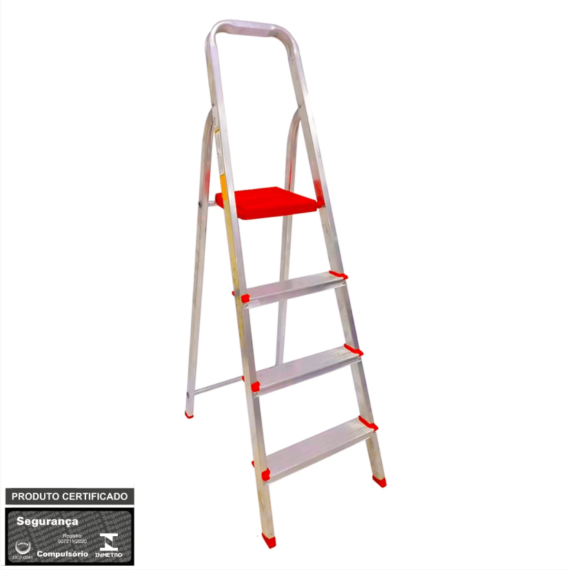 Escada Domestica em Aluminio 4 Degraus Botafogo