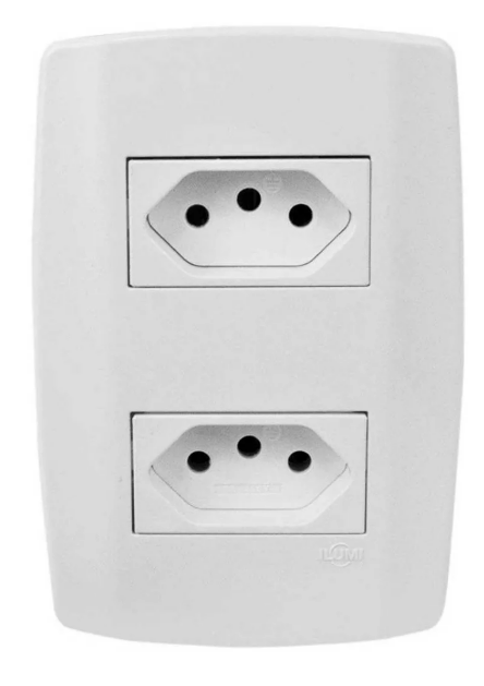 Tomada Dupla 10A Monobloco Slim Ilumi
