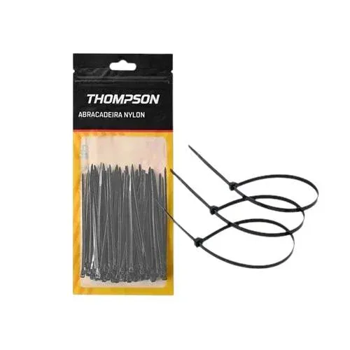 Abracadeira Preta 4-8 Polegadas X250Mm C/100 Thompson
